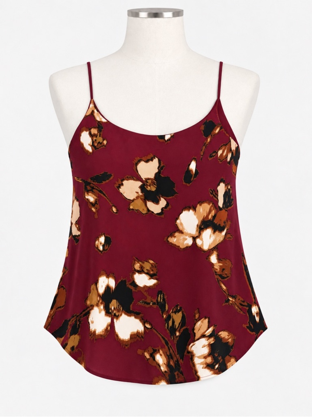 Bar III Burgundy Floral Spaghetti Strap Cami